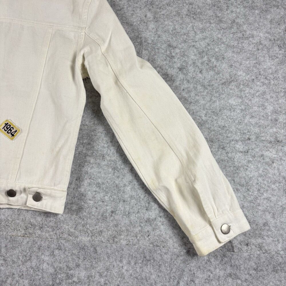 XACT Womens Small White Button Up Denim Jean Jacket w/ Allover Patches - FLAWED - Picture 14 of 16